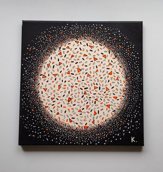 Peinture KOA Motifation 3 exposée en intérieur, œuvre contemporaine abstraite pop et graphique