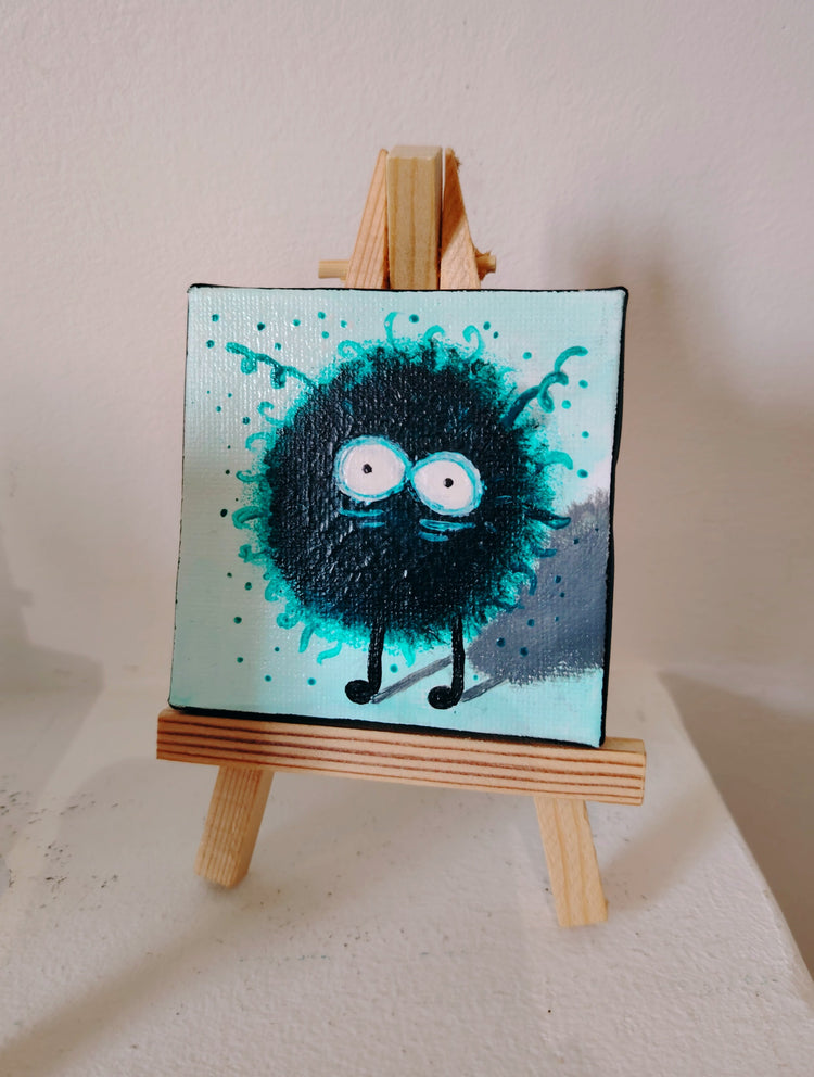 oeuvre originale miniature sur chevalet par KOA mout bleu 2025