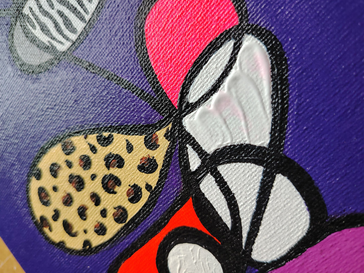 Détail de la texture d'une peinture sur toile acrylique de l'artiste KOA