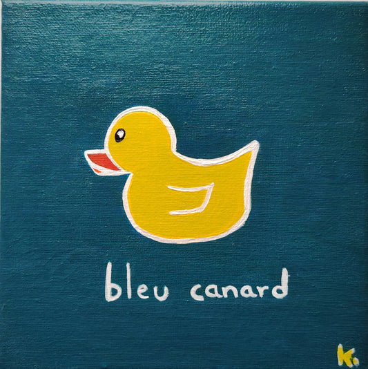 Œuvre originale KOA Bleu Canard vendue peinture acrylique sur toile 20x20 cm art contemporain pop graphique