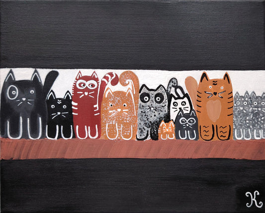 Œuvre originale KOA Cats peinture acrylique sur toile art contemporain 2024 chats stylisés pop graphique