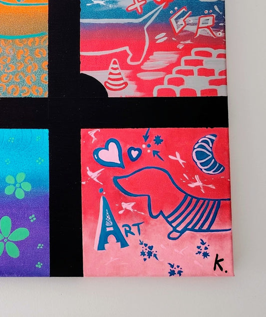 Signature de l’artiste KOA sur l’œuvre Fenêtre sur cour avec certificat d’authenticité