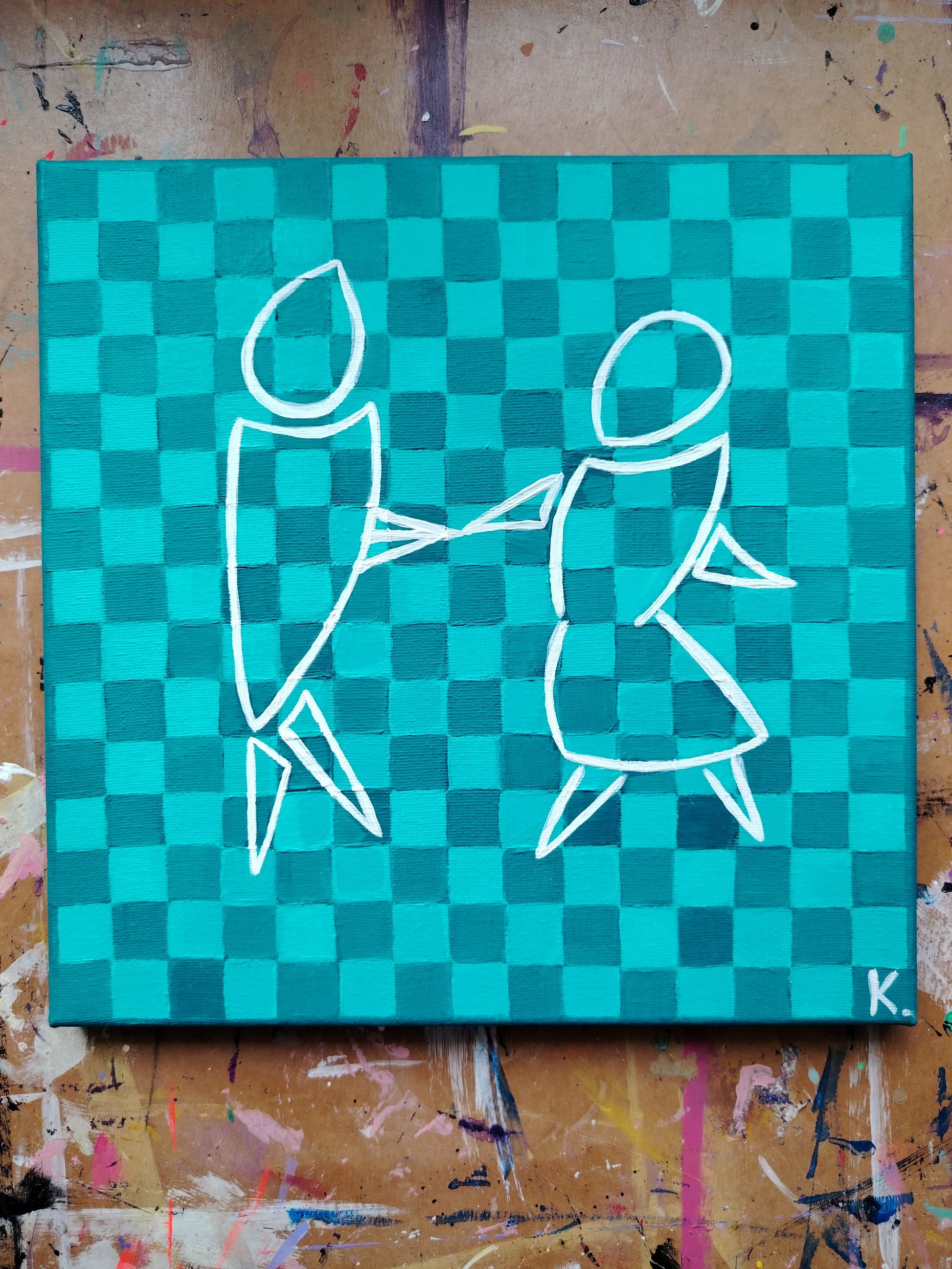 Peinture KOA Go With Me exposée en intérieur, œuvre contemporaine pop art et décorative minimaliste
