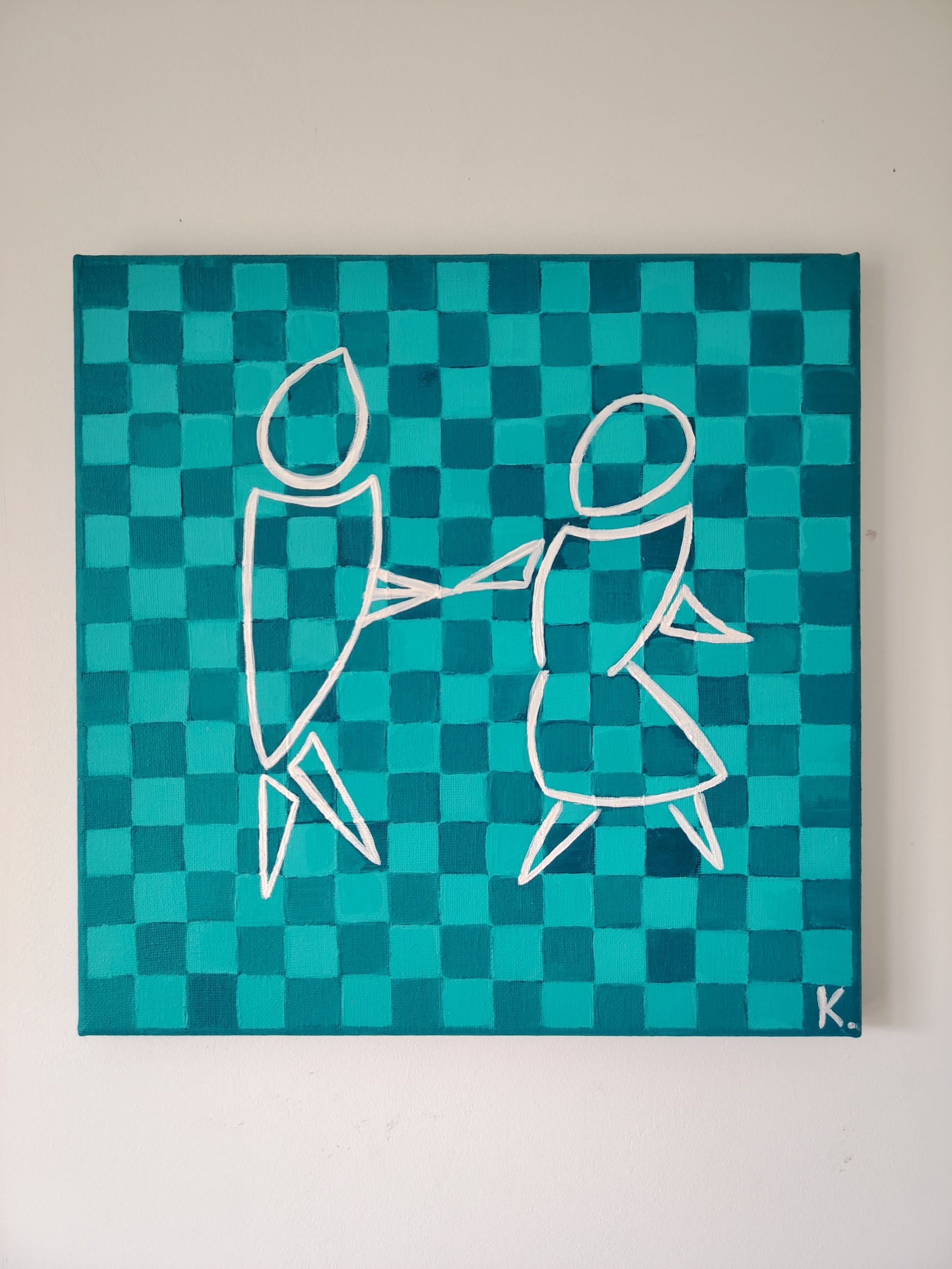 Peinture KOA Go With Me exposée en intérieur, œuvre contemporaine pop art et décorative minimaliste