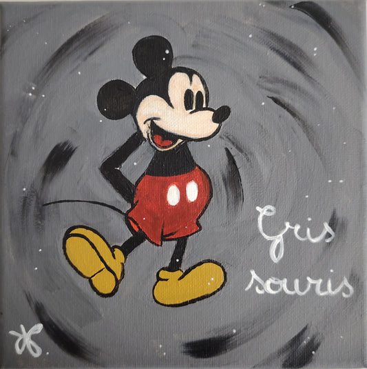 Œuvre originale vendue KOA Gris Souris peinture acrylique sur toile 20x20 cm art contemporain pop graphique inspiration culture populaire