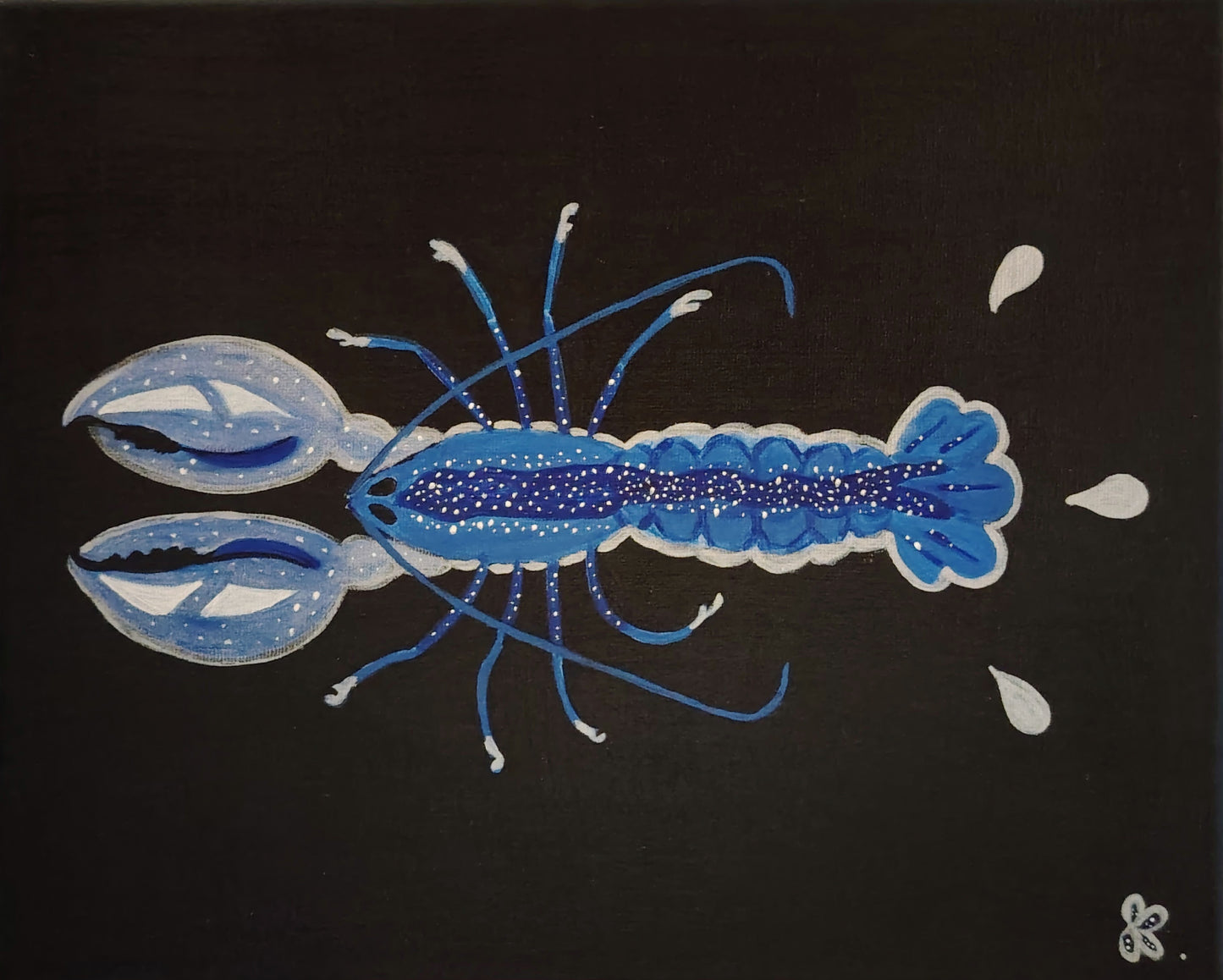 Œuvre originale KOA Le Homard peinture acrylique sur toile 24x30 cm art contemporain pop graphique homard bleu
