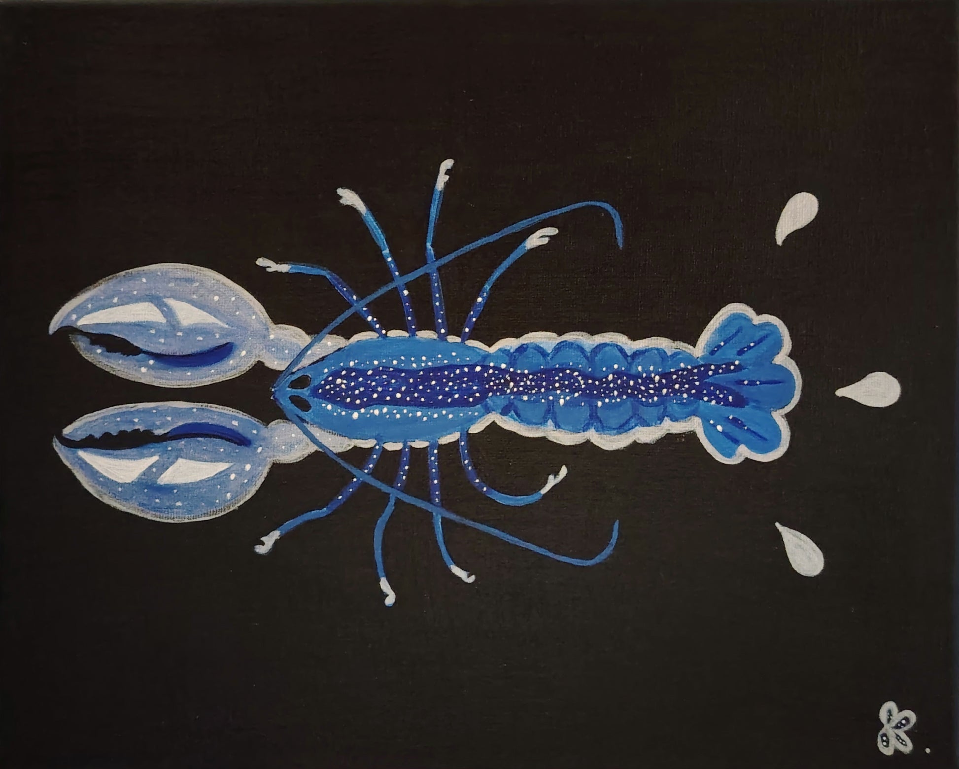 Œuvre originale KOA Le Homard peinture acrylique sur toile 24x30 cm art contemporain pop graphique homard bleu