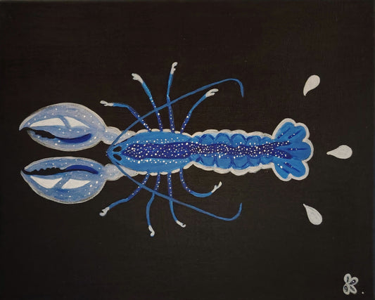Œuvre originale KOA Le Homard peinture acrylique sur toile 24x30 cm art contemporain pop graphique homard bleu