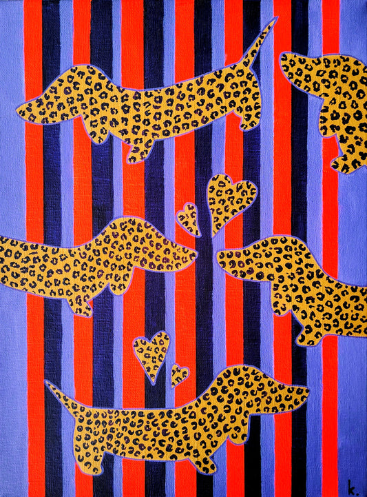 Œuvre originale KOA Love peinture acrylique sur toile art contemporain pop graphique 2025 cœur coloré et composition minimaliste