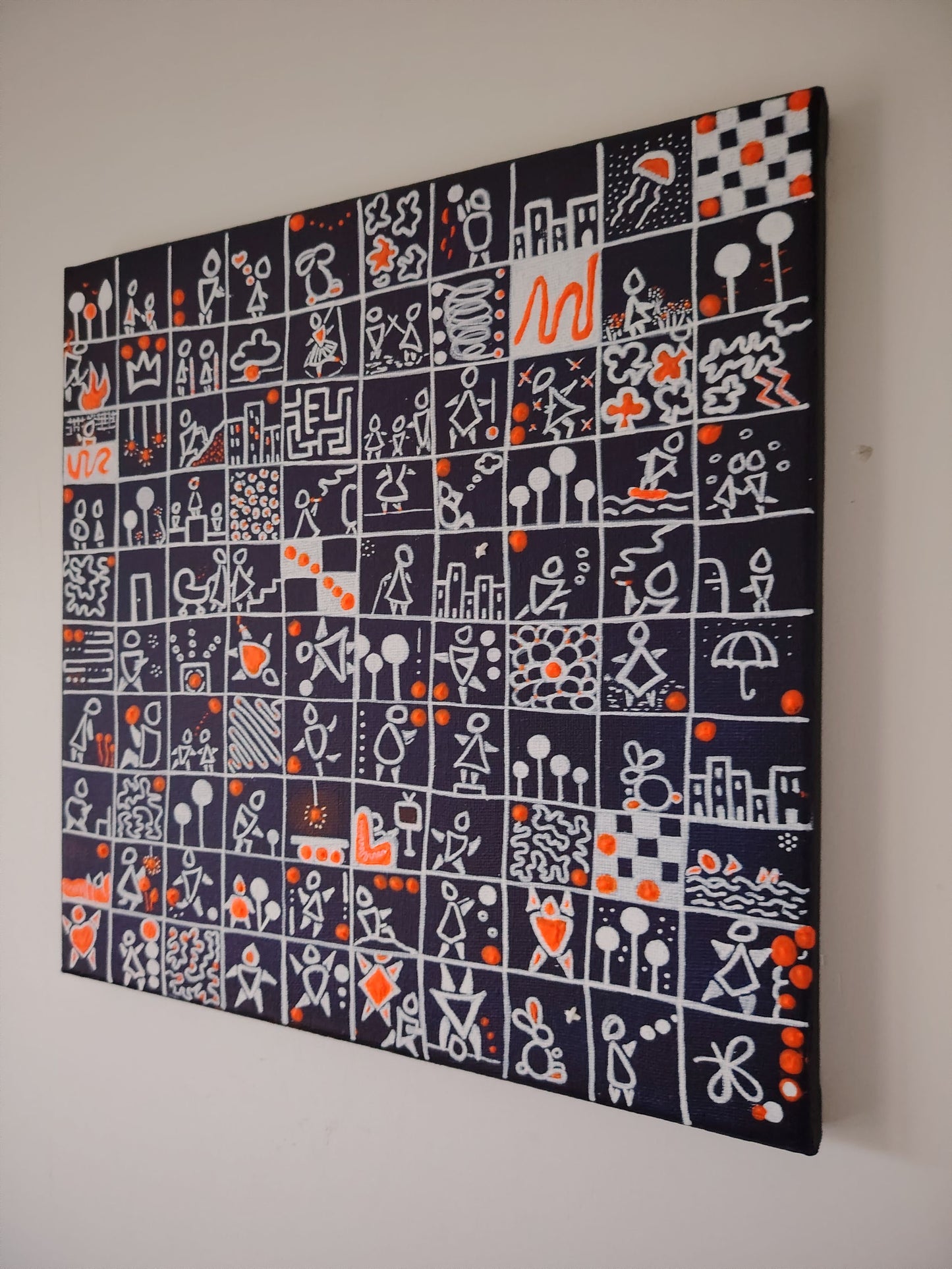 Côté de l’œuvre KOA Mosaik sur châssis bois, peinture originale contemporaine