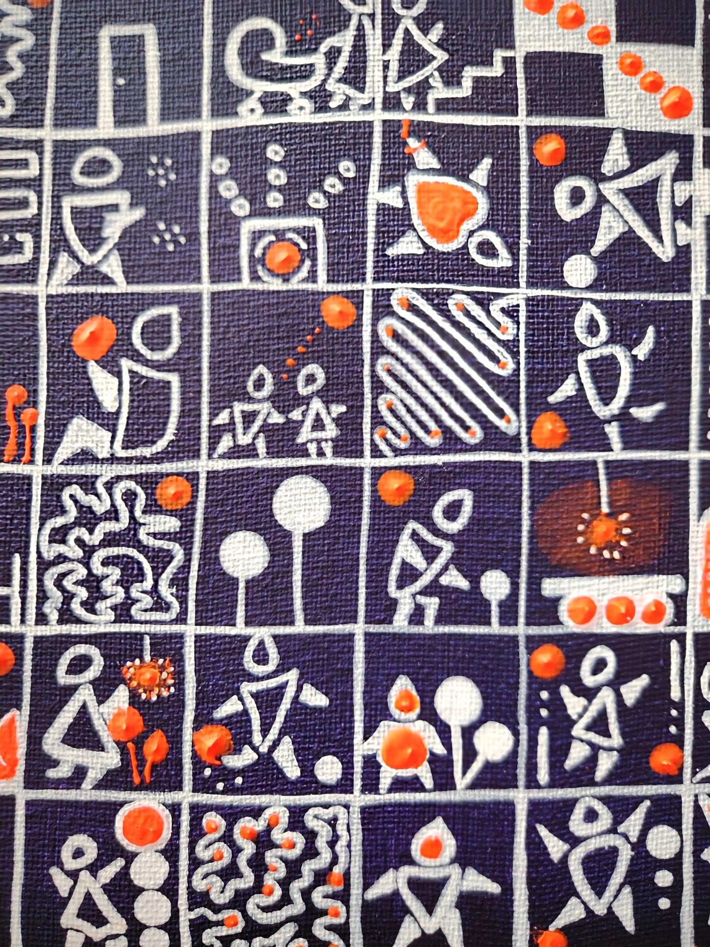 Détail de la peinture KOA Mosaik, composition de formes colorées inspirées de la mosaïque et du collage graphique