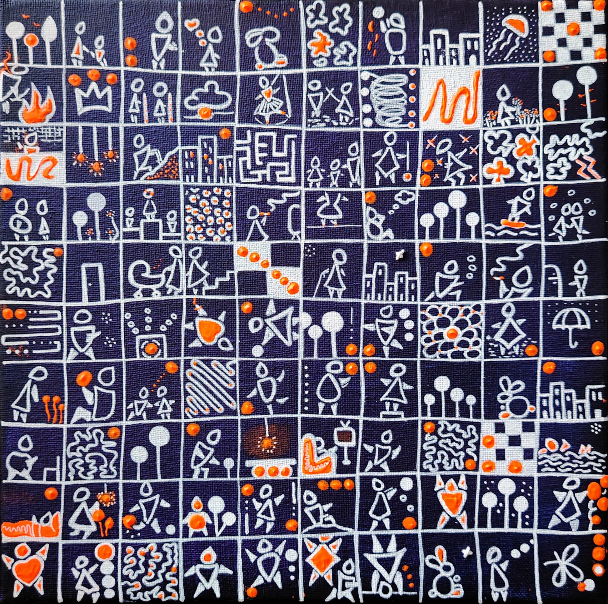 Œuvre originale KOA Mosaik peinture acrylique sur toile art contemporain abstrait pop graphique mosaïque colorée 2025