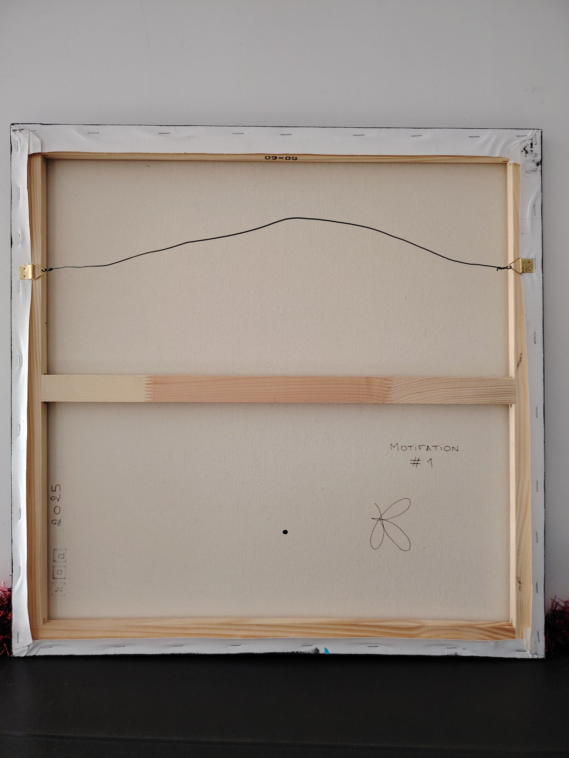 Revers de l’œuvre KOA Motifation 1 sur châssis bois, peinture originale contemporaine