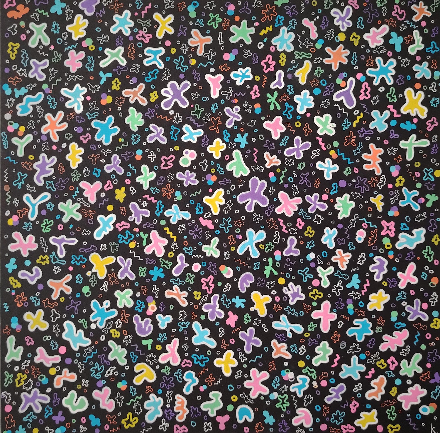 Œuvre originale KOA Motifation 1 peinture acrylique sur toile art contemporain abstrait pop graphique 2025