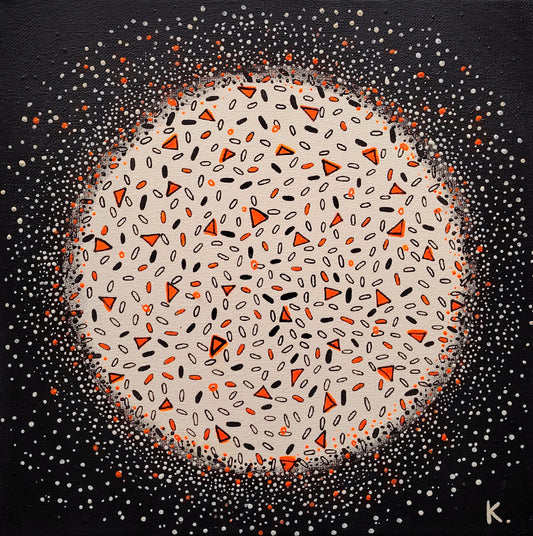 Œuvre originale KOA Motifation 3 peinture acrylique sur toile 30x30 cm art contemporain abstrait pop graphique sphère géométrique