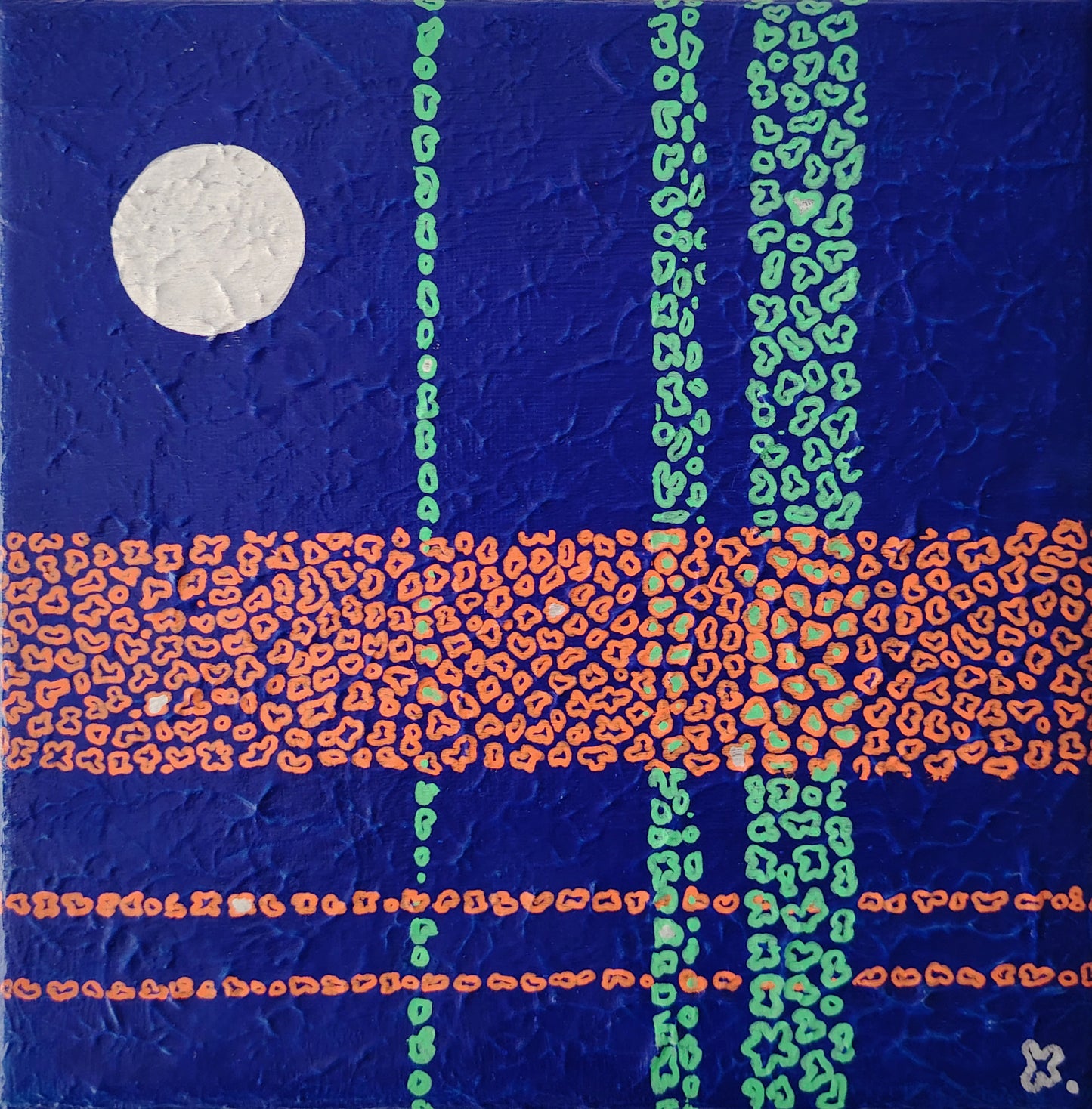 Œuvre originale KOA Motifation 4 peinture acrylique sur toile 20x20 cm art contemporain abstrait pop graphique motifs répétitifs