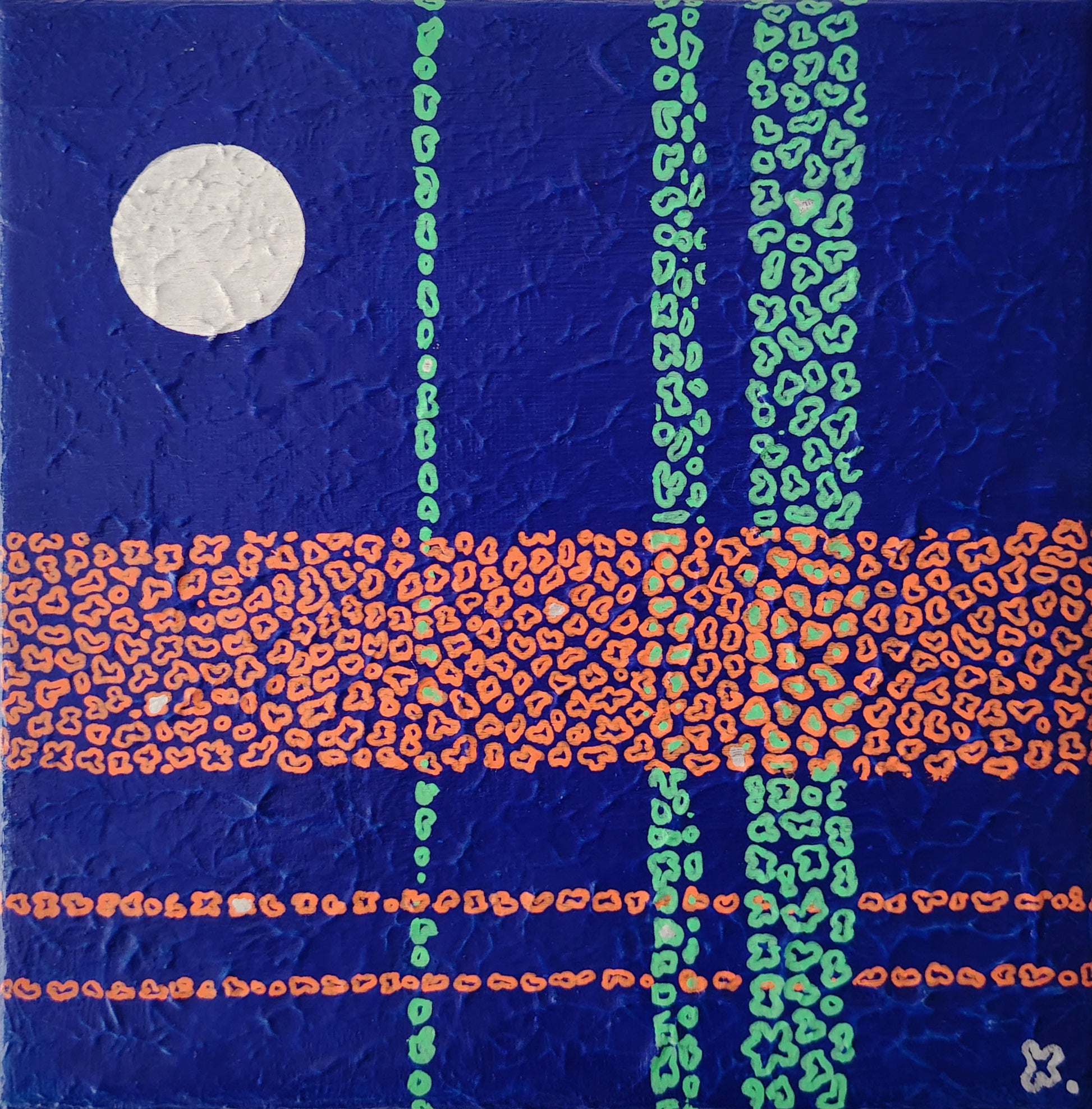 Œuvre originale KOA Motifation 4 peinture acrylique sur toile 20x20 cm art contemporain abstrait pop graphique motifs répétitifs