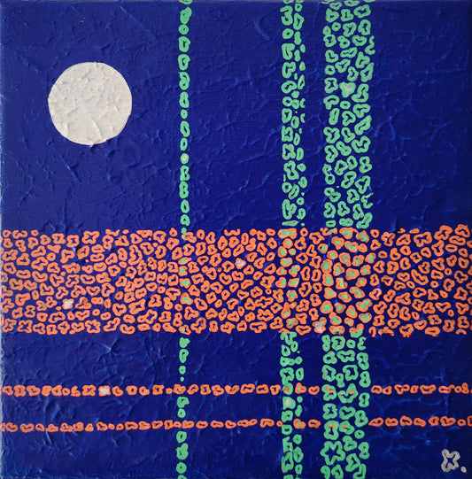 Œuvre originale KOA Motifation 4 peinture acrylique sur toile 20x20 cm art contemporain abstrait pop graphique motifs répétitifs