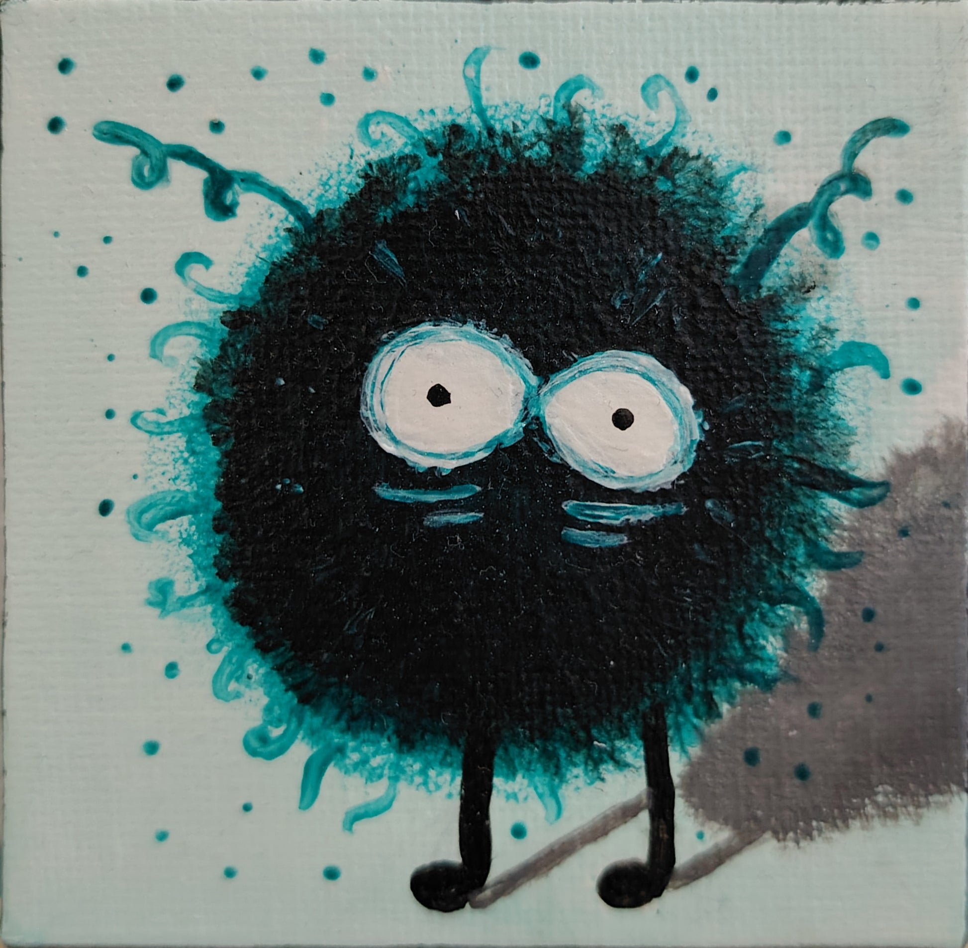 Œuvre originale vendue KOA Mout Bleu peinture acrylique sur toile 7x7 cm, micro-format art contemporain pop et émotionnel