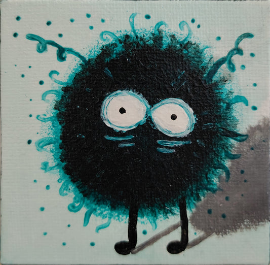 Œuvre originale vendue KOA Mout Bleu peinture acrylique sur toile 7x7 cm, micro-format art contemporain pop et émotionnel