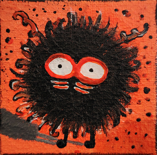 Œuvre originale KOA Mout Orange peinture acrylique sur toile 7x7 cm, micro-format art contemporain pop et émotionnel