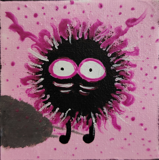 Œuvre originale KOA Mout Rose peinture acrylique sur toile 7x7 cm, micro œuvre contemporaine pop et émotionnelle