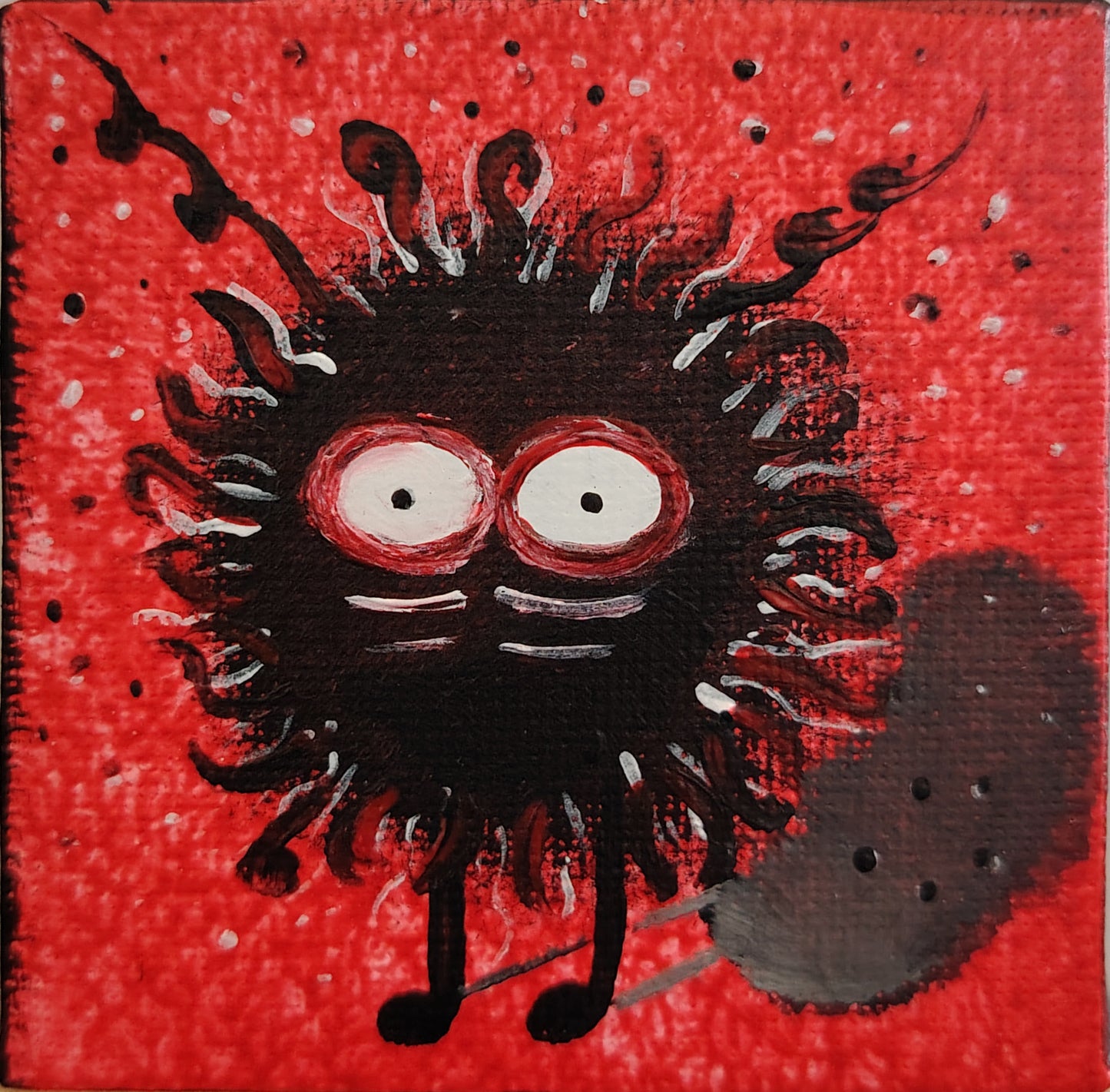 Œuvre originale vendue KOA Mout Rouge peinture acrylique sur toile 7x7 cm, micro œuvre contemporaine pop et émotionnelle