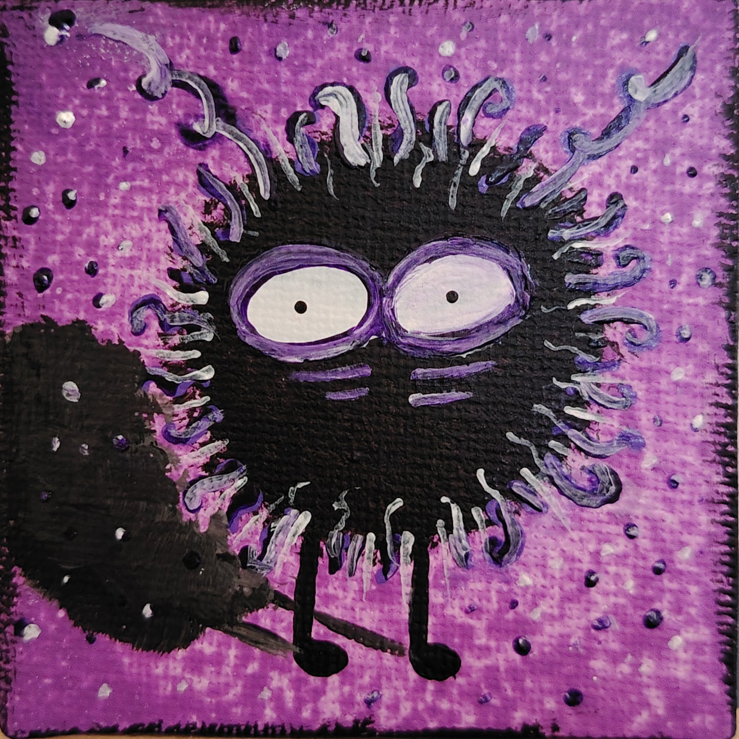 Œuvre originale KOA Mout Violet peinture acrylique sur toile 7x7 cm, art contemporain pop et émotionnel