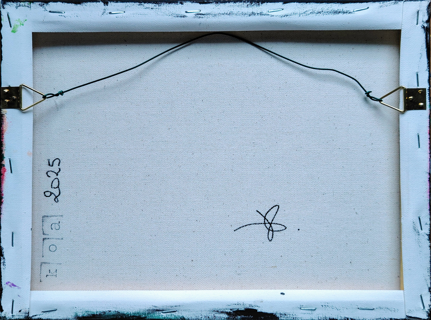 Revers de l’œuvre KOA Mushrooms sur châssis bois, peinture originale contemporaine