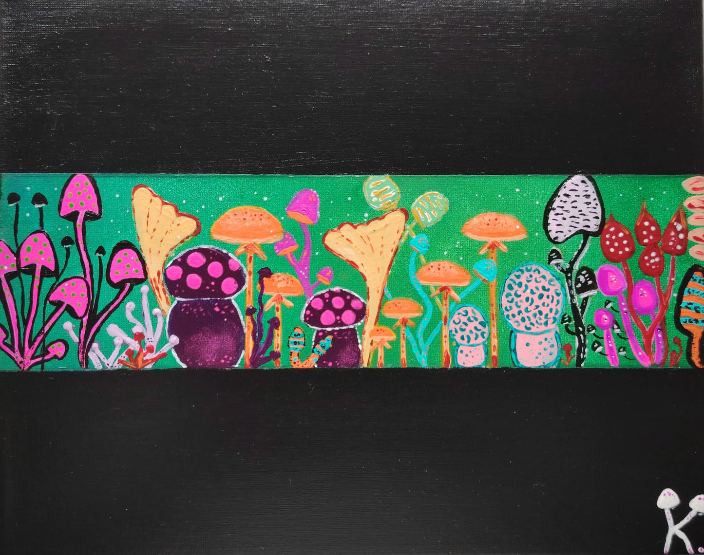 Œuvre originale KOA Mushrooms peinture acrylique sur toile art contemporain 2025 champignons colorés pop graphique