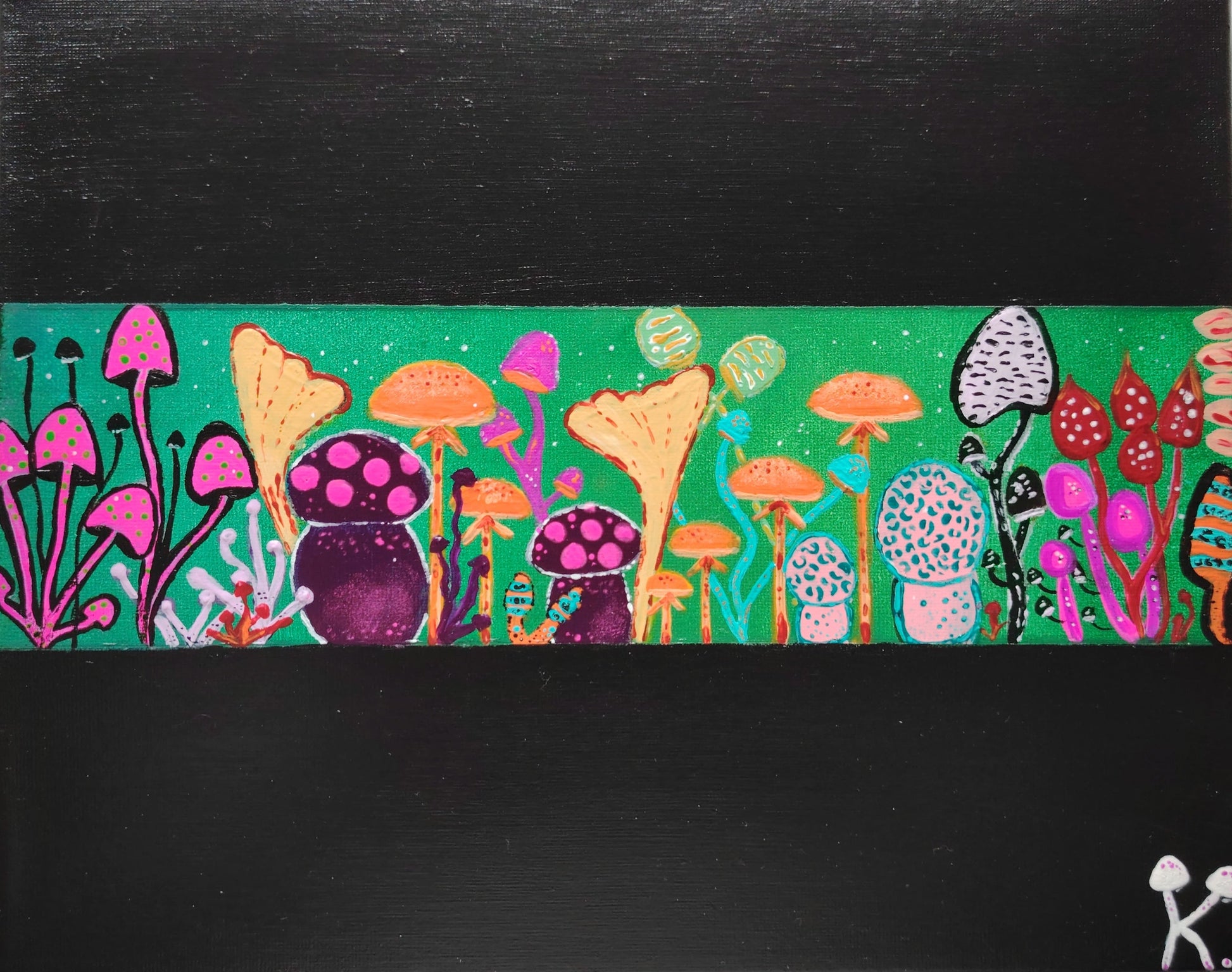 Œuvre originale KOA Mushrooms peinture acrylique sur toile art contemporain 2025 champignons colorés pop graphique