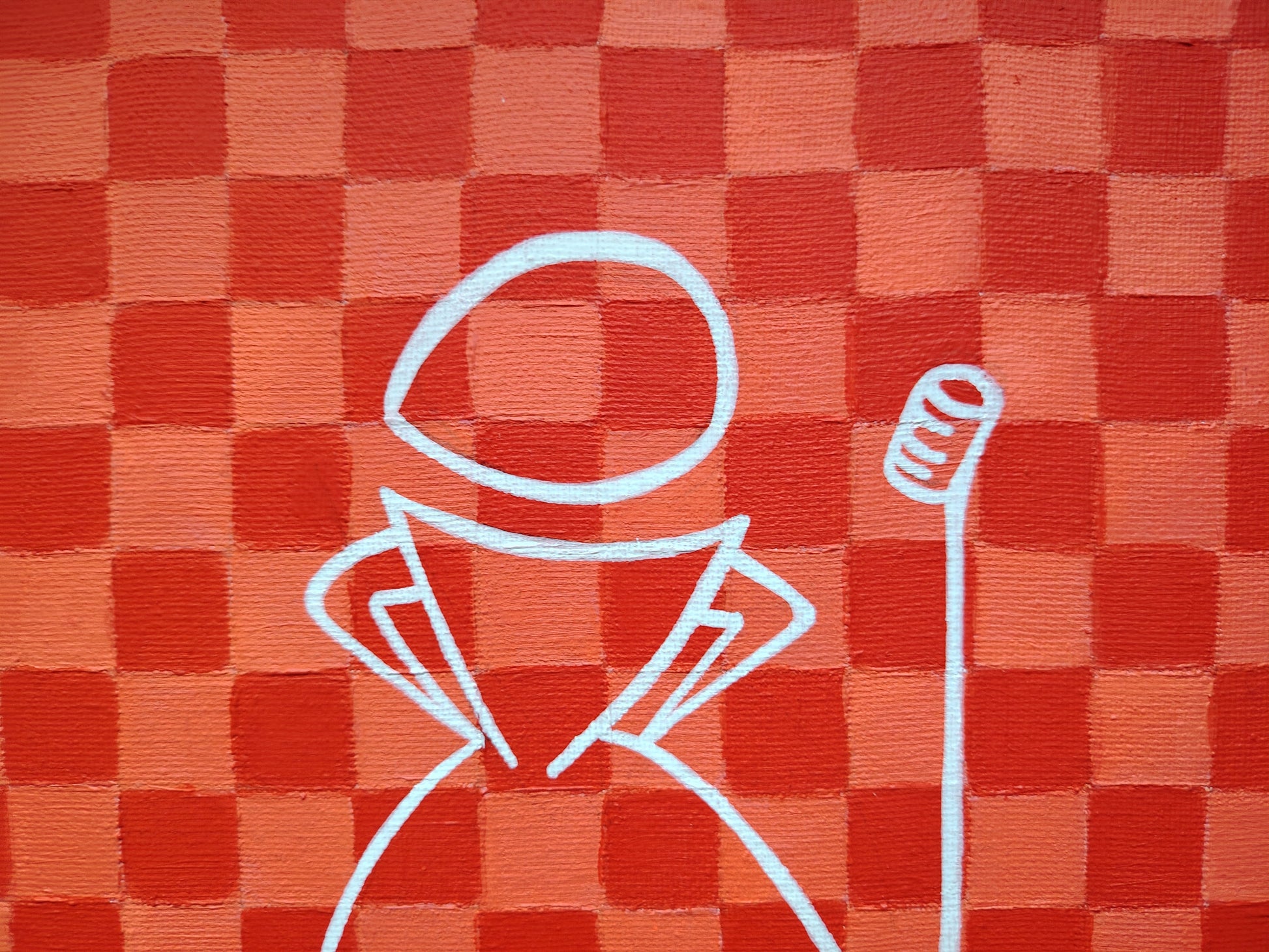 Tableau moderne contemporain avec silhouettes colorées et composition épurée signé KOA