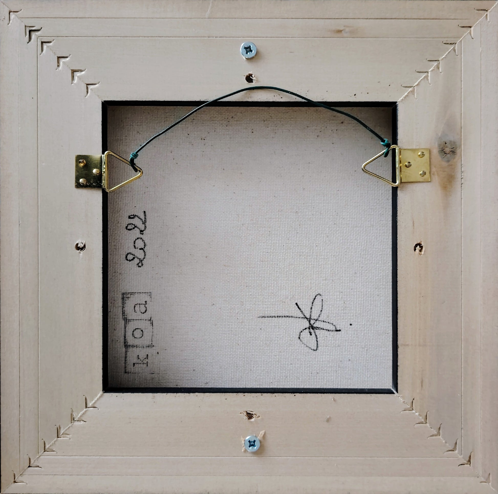 Revers de l’œuvre KOA Rose Bonbon sur châssis bois, peinture originale contemporaine 20x20 cm