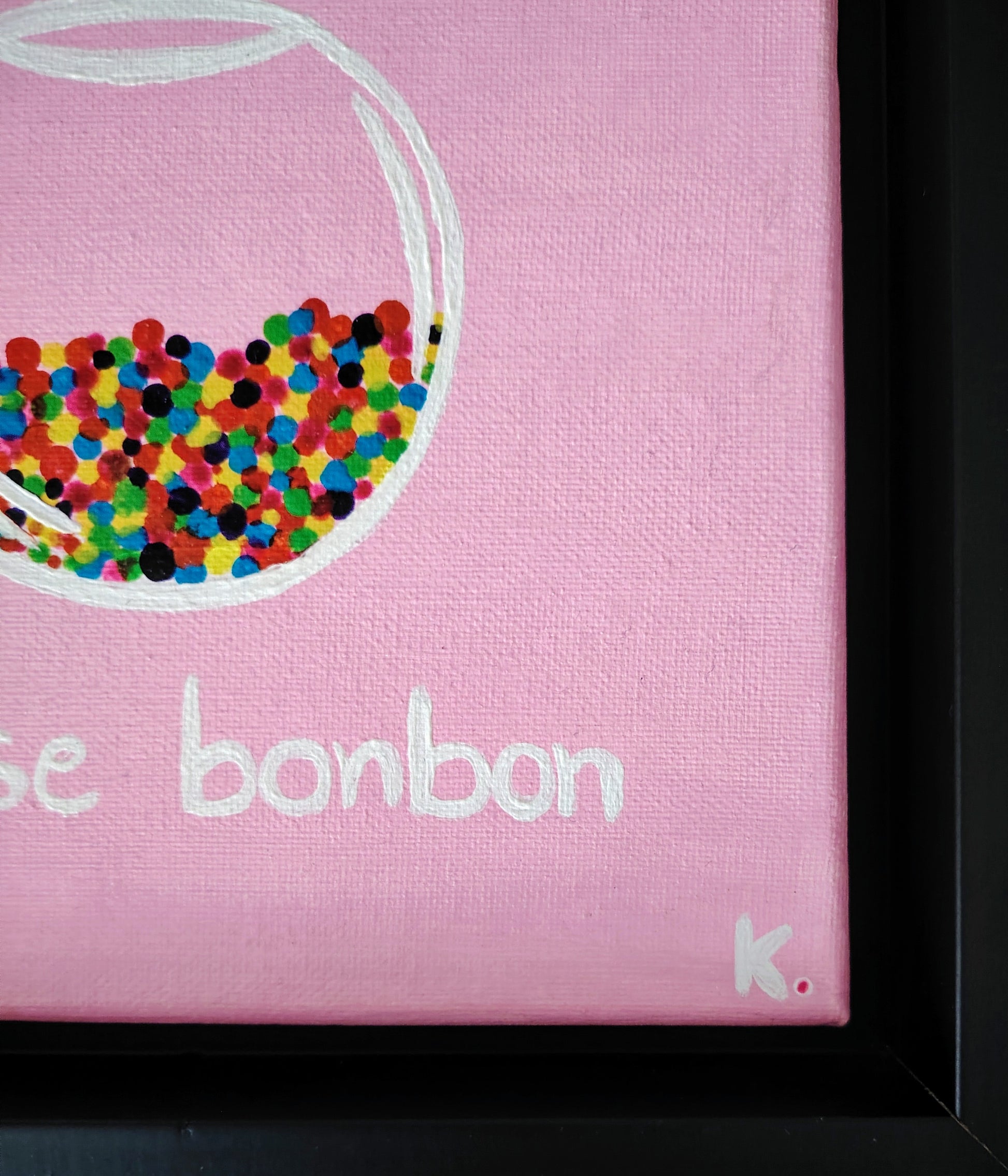 Signature de l’artiste KOA sur l’œuvre Rose Bonbon avec certificat d’authenticité