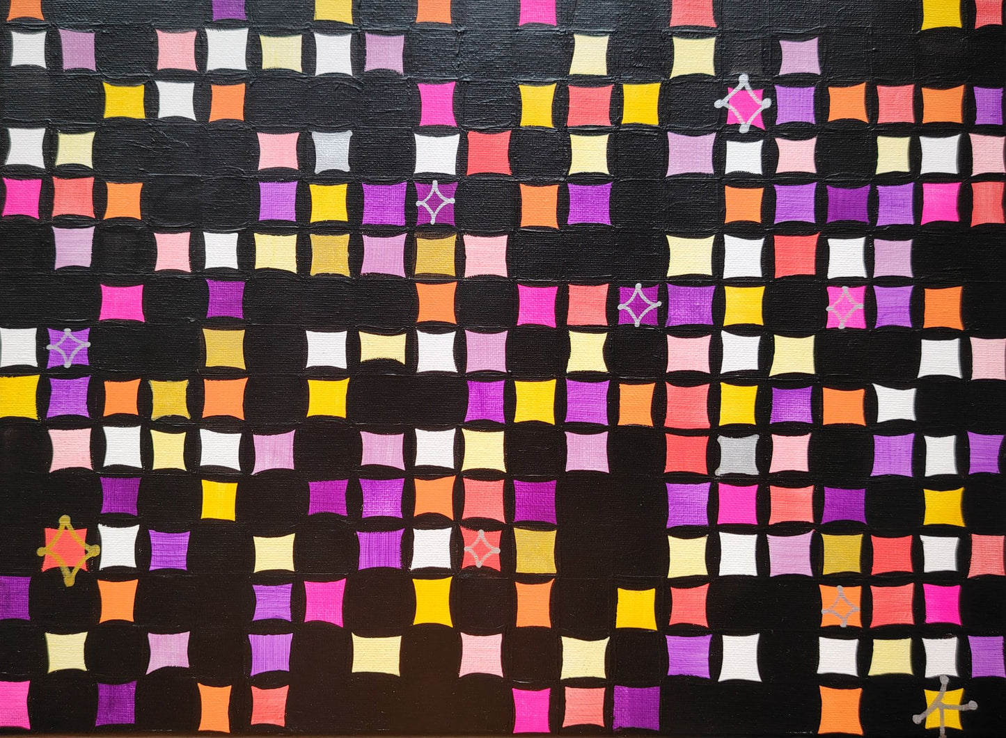 Œuvre originale KOA Tiens-toi à carreaux peinture acrylique sur toile 30x40 cm art contemporain abstrait et pop