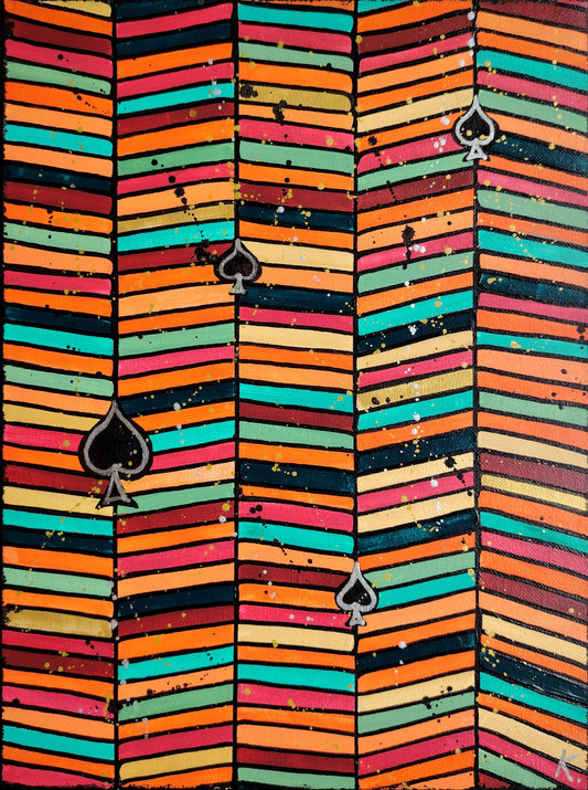 Œuvre originale KOA Tu tombes à pique peinture acrylique sur toile 40x30 cm art contemporain pop et géométrique