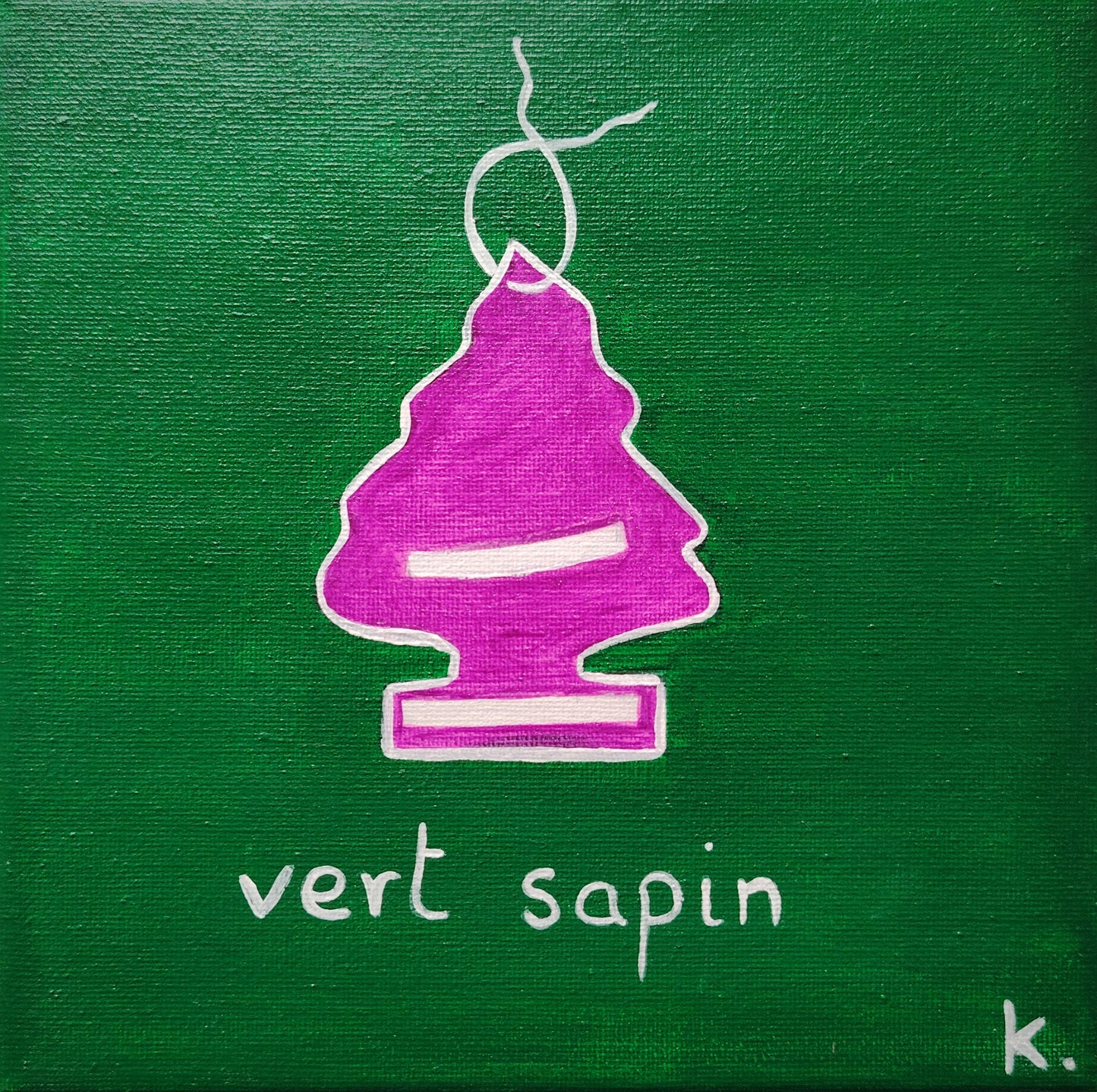 Œuvre originale KOA Vert Sapin peinture acrylique sur toile 20x20 cm art contemporain pop graphique