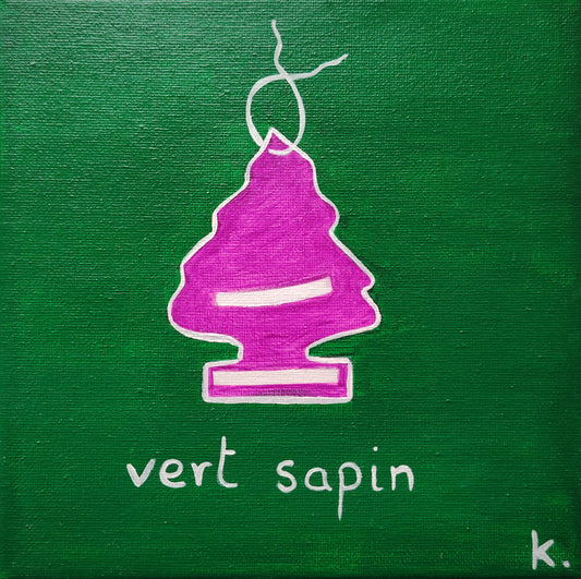 Œuvre originale KOA Vert Sapin peinture acrylique sur toile 20x20 cm art contemporain pop graphique