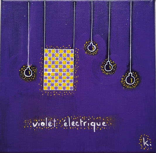 Œuvre originale KOA Violet Électrique peinture acrylique sur toile 20x20 cm art contemporain pop minimaliste et graphique