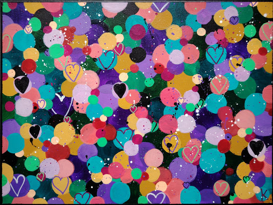 Peinture originale cœur coloré KOA Joli comme un cœur, œuvre néo pop art contemporaine acrylique sur toile 30x40 cm