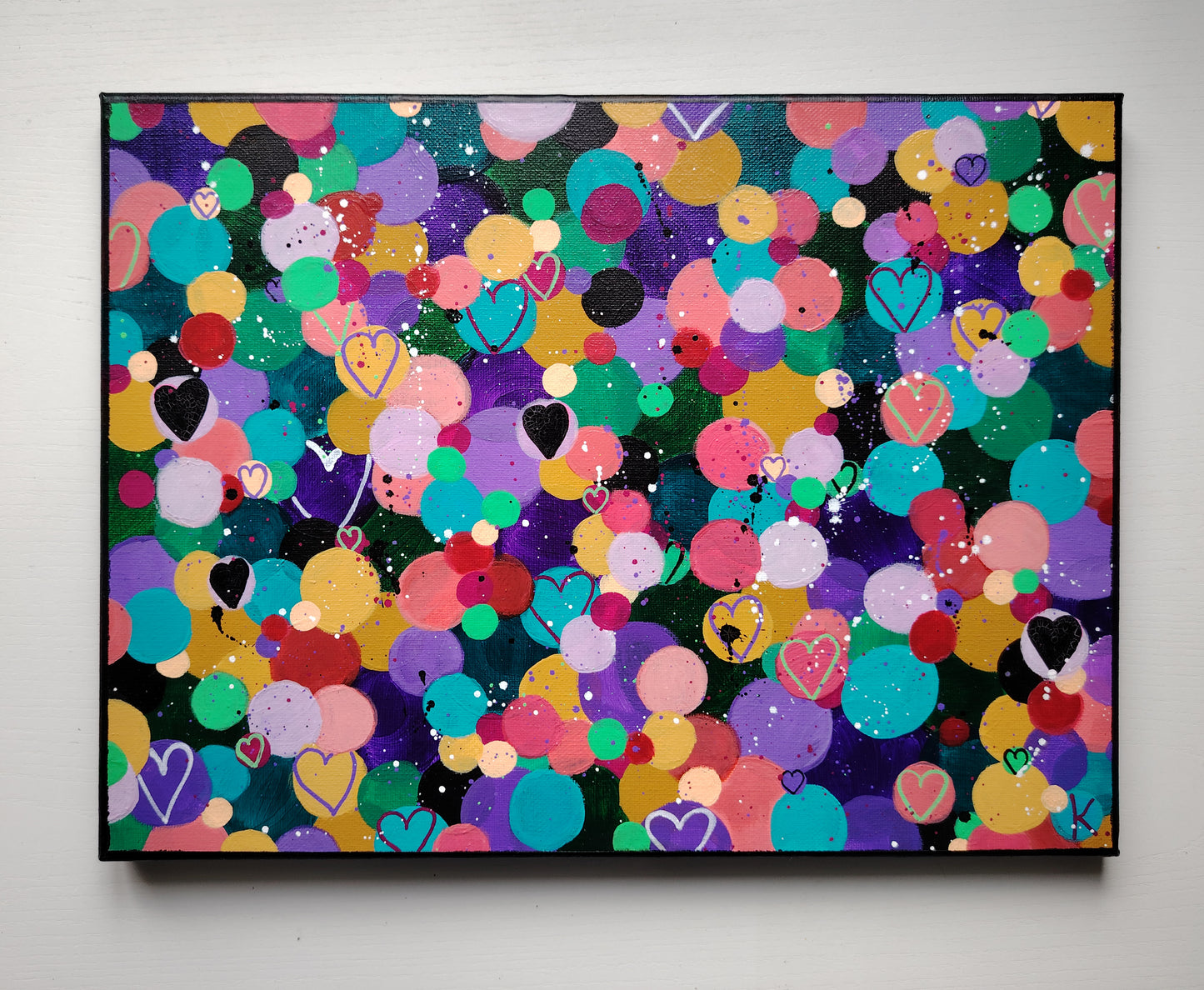 Peinture originale cœur coloré KOA Joli comme un cœur, œuvre pop art contemporaine acrylique sur toile 30x40 cm